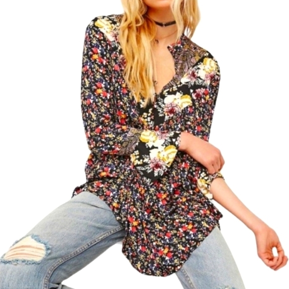 Free People Wildflower Fields Floral Blouse M - Picture 1 of 8